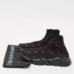 Balenciaga Black Knit Fabric Speed Trainer Sneakers Size 38