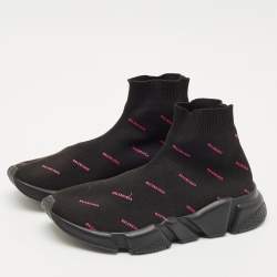 Balenciaga Black Knit Fabric Speed Trainer Sneakers Size 38