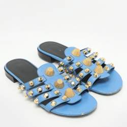 Balenciaga Blue Leather Arena Flats Size 39