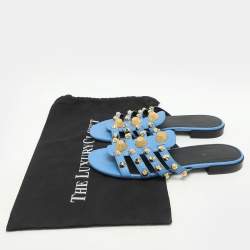 Balenciaga Blue Leather Arena Flats Size 39