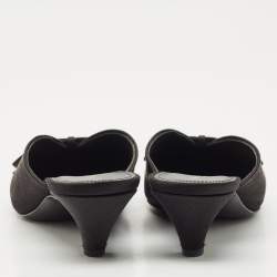 Balenciaga Black Logo Satin Bow Knife Mules Size 39.5