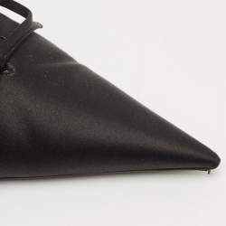 Balenciaga Black Logo Satin Bow Knife Mules Size 39.5