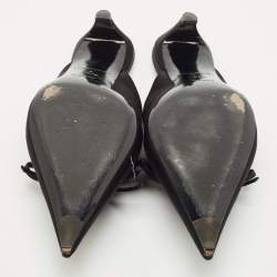 Balenciaga Black Logo Satin Bow Knife Mules Size 39.5