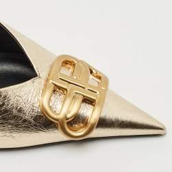 Balenciaga Gold Leather BB Knife Mules Size 35
