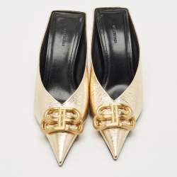 Balenciaga Gold Leather BB Knife Mules Size 35