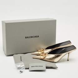 Balenciaga Gold Leather BB Knife Mules Size 35