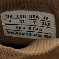 Balenciaga Beige Knit Fabric Speed Trainer High Top Sneakers Size 37