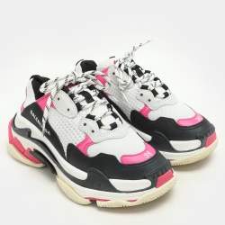 Balenciaga Multicolor Mesh and Nubuck Leather Triple S Sneakers Size 38