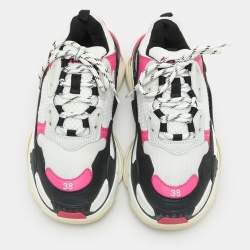 Balenciaga Multicolor Mesh and Nubuck Leather Triple S Sneakers Size 38
