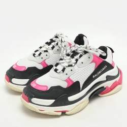 Balenciaga Multicolor Mesh and Nubuck Leather Triple S Sneakers Size 38