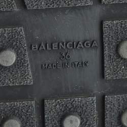 Pre Owned Balenciaga Black Leather and Mesh Race Runner Low Top Sneakers Size 36