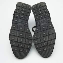 Pre Owned Balenciaga Black Leather and Mesh Race Runner Low Top Sneakers Size 36