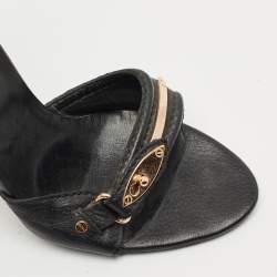 Pre Owned Balenciaga Black Leather Buckle Detail Ankle Strap Sandals Size 39