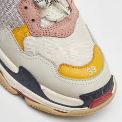Pre Owned Balenciaga Multicolor Leather and Mesh Triple S Sneakers Size 39