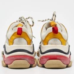 Pre Owned Balenciaga Multicolor Leather and Mesh Triple S Sneakers Size 39