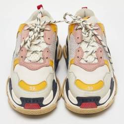 Pre Owned Balenciaga Multicolor Leather and Mesh Triple S Sneakers Size 39