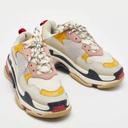 Pre Owned Balenciaga Multicolor Leather and Mesh Triple S Sneakers Size 39