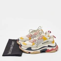 Pre Owned Balenciaga Multicolor Leather and Mesh Triple S Sneakers Size 39