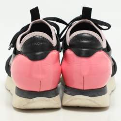 Pre Owned Balenciaga Black/Pink Leather and Mesh Race Runner Low Top Sneakers Size 40