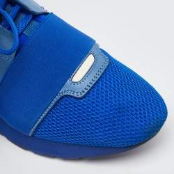 Pre Owned Balenciaga Blue Leather, Suede and Mesh Race Runner Low Top Sneakers Size 39