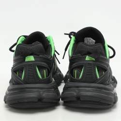 Pre Owned Balenciaga Black/Green Leather and Mesh Track 2 Sneakers Size 37