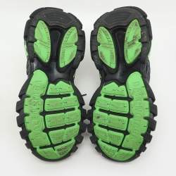 Pre Owned Balenciaga Black/Green Leather and Mesh Track 2 Sneakers Size 37