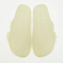 Pre Owned Balenciaga Cream Rubber Double Buckle Detail Flat Sandals Size 38