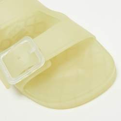 Pre Owned Balenciaga Cream Rubber Double Buckle Detail Flat Sandals Size 38