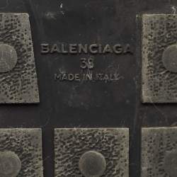 Pre Owned Balenciaga Black Leather and Mesh Race Runner Sneakers Size 38