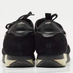 Pre Owned Balenciaga Black Leather and Mesh Race Runner Sneakers Size 38