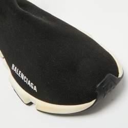 Pre Owned Balenciaga Black Knit Fabric Speed Trainer Slip On Sneakers Size 36
