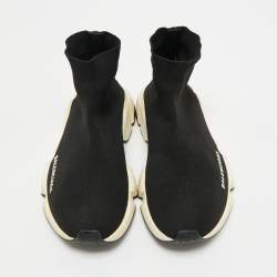 Pre Owned Balenciaga Black Knit Fabric Speed Trainer Slip On Sneakers Size 36