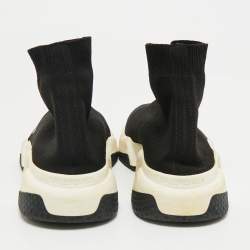 Pre Owned Balenciaga Black Knit Fabric Speed Trainer Slip On Sneakers Size 36
