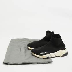 Pre Owned Balenciaga Black Knit Fabric Speed Trainer Slip On Sneakers Size 36