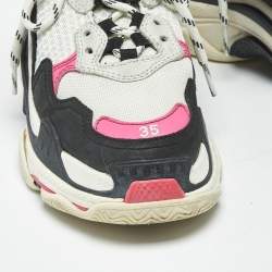 Pre Owned Balenciaga Multicolor Leather and Mesh Triple S Sneakers Size 35