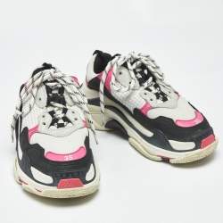 Pre Owned Balenciaga Multicolor Leather and Mesh Triple S Sneakers Size 35