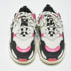 Pre Owned Balenciaga Multicolor Leather and Mesh Triple S Sneakers Size 35