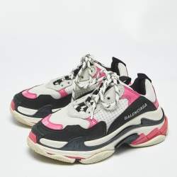 Pre Owned Balenciaga Multicolor Leather and Mesh Triple S Sneakers Size 35