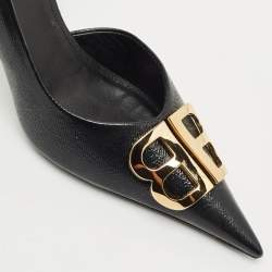 Pre Owned Balenciaga Black Coated Fabric BB Knife Pumps Size 41