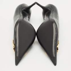 Pre Owned Balenciaga Black Coated Fabric BB Knife Pumps Size 41