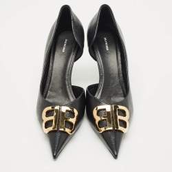 Pre Owned Balenciaga Black Coated Fabric BB Knife Pumps Size 41