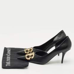 Pre Owned Balenciaga Black Coated Fabric BB Knife Pumps Size 41