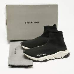 Pre Owned Balenciaga Black Knit Fabric Speed Trainer Slip On Sneakers Size 39