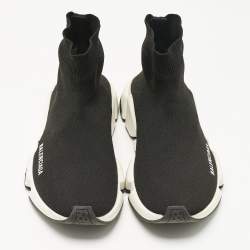 Pre Owned Balenciaga Black Knit Fabric Speed Trainer Slip On Sneakers Size 39