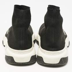 Pre Owned Balenciaga Black Knit Fabric Speed Trainer Slip On Sneakers Size 39
