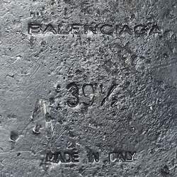 Pre Owned Balenciaga Black Leather studded Arena Ankle Strap  Flat Sandals Size 39.5