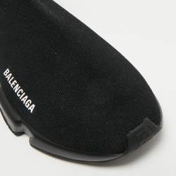 Pre Owned Balenciaga Black Knit Fabric Speed Trainer High-Top Sneakers Size 37