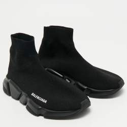 Pre Owned Balenciaga Black Knit Fabric Speed Trainer High-Top Sneakers Size 37