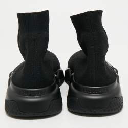 Pre Owned Balenciaga Black Knit Fabric Speed Trainer High-Top Sneakers Size 37