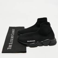 Pre Owned Balenciaga Black Knit Fabric Speed Trainer High-Top Sneakers Size 37